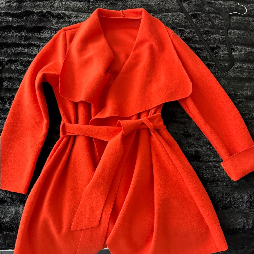 Italian Red Belted Light Jacket – Size S/M